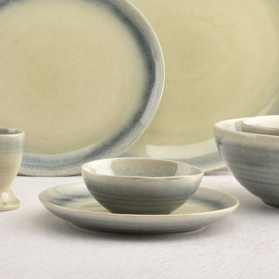 Bowl 9x8,5xH3,5cm green/grey Flint