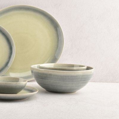 Bowl 16,5x15xH6,5cm green/grey Flint