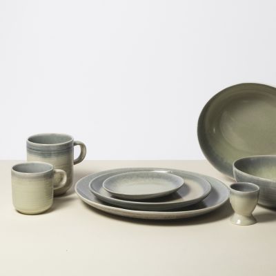 Plate 15x13,5cm green/grey Flint