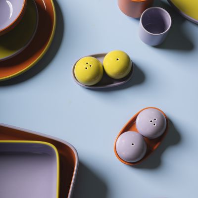 Pepper and salt shaker 3 pieces purple/orange Duo