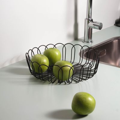 Wire basket 26,5xH7,5cm black Flores