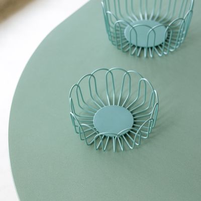 Wire basket 16xH7cm green Flores