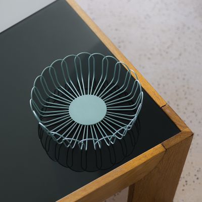Wire basket 26,5xH7,5cm green Flores