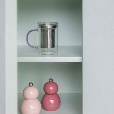 Tea mug 43cl with filter and lid purple Liv