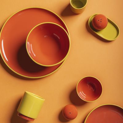 Assiette plate 26xH2,5cm orange/vert Duo