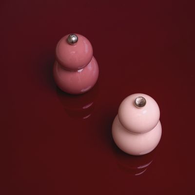 Peper/zoutmolen H12cm roze Betty - Set van 2