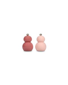 Peper/zoutmolen H12cm roze Betty - Set van 2