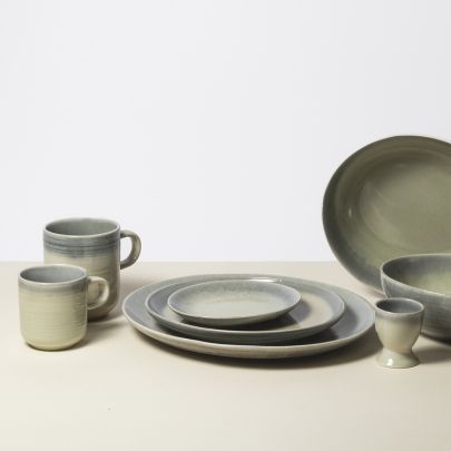 Plat bord 15x13,5cm groen/grijs Flint