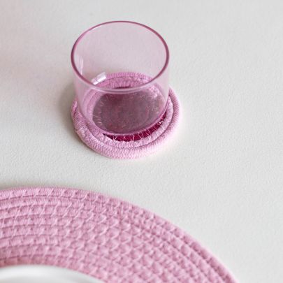 Glasonderzetter 10cm blush pink Piff - Set van 4