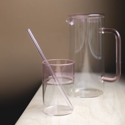 Glass 36,5cl pink Cruse - Set of 2