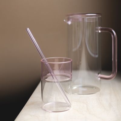 Glass 36,5cl pink Cruse - Set of 2
