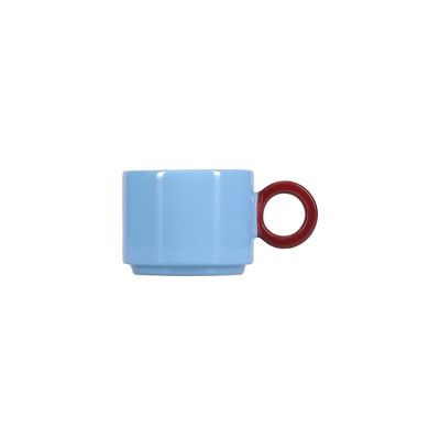 Beker 28cl light blue/burgundy pink Lou
