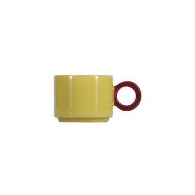 Beker 28cl mustard yellow/burgundy pink Lou
